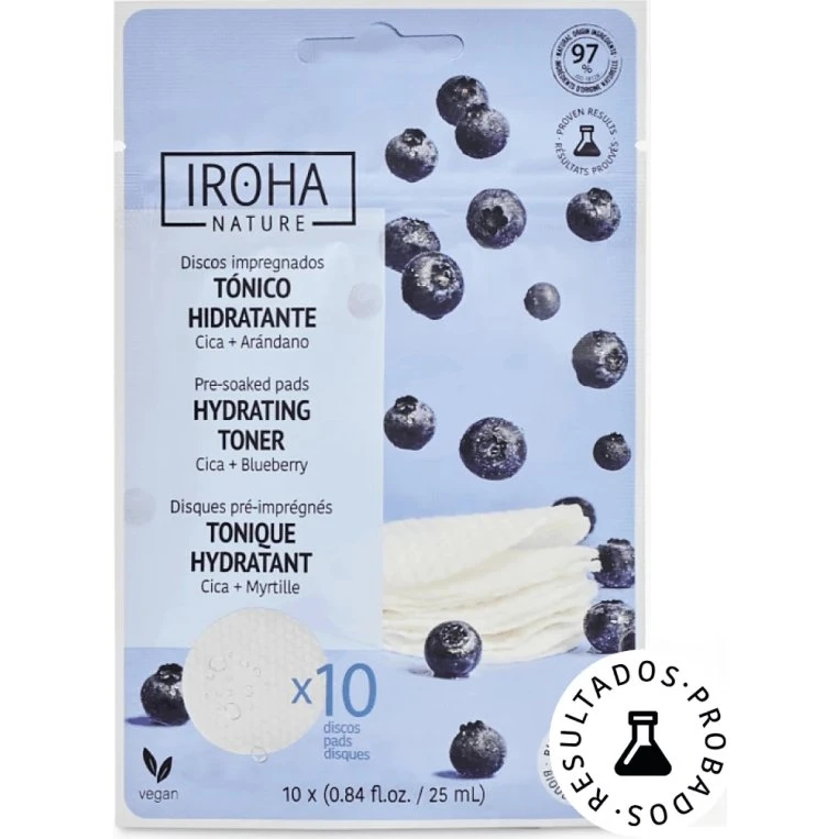 Iroha Discos Faciales Hidratantes con Arándanos, 10 piezas