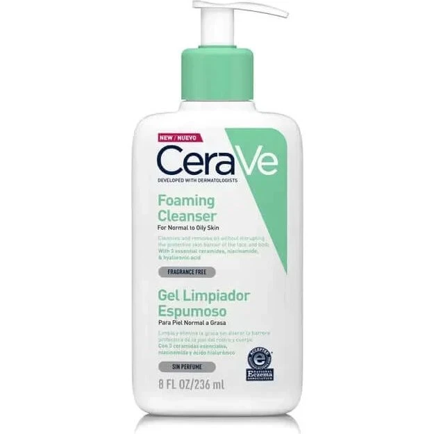 CeraVe Gel Limpiador Espumoso 236ml para Piel Normal a Grasa