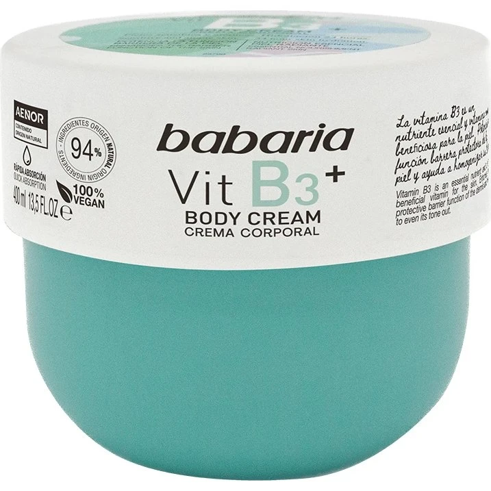Babaria Crema Corporal con Vitamina B3 para Piel Sensible, 400 ml