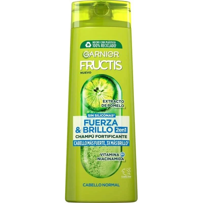 Garnier Fructis Champú Fuerza y Brillo 2 en 1 para Pelo Normal - 380 ml