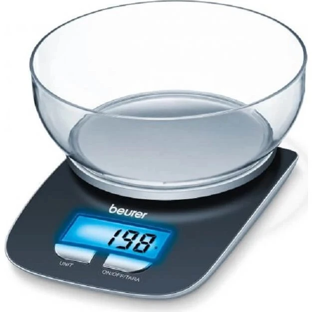 Beurer KS25 Báscula de Cocina con Bol de 3kg y Pantalla LCD
