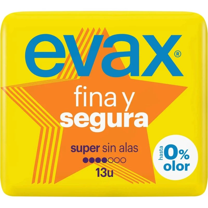 Evax Compresas Fina Y Segura Maxi Sin Alas (13 unidades)
