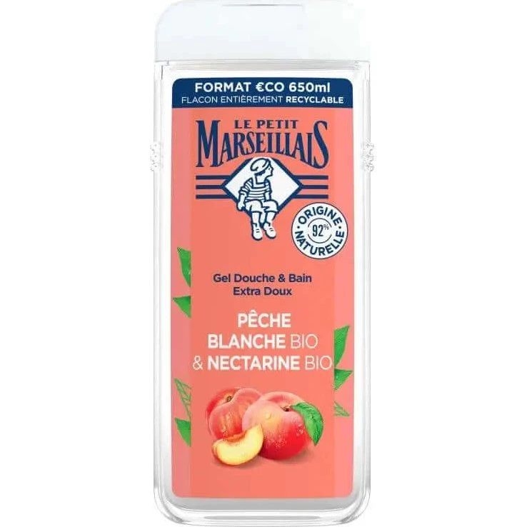 Le Petit Marseillais Gel de Ducha Melocotón Blanco y Nectarina BIO, 650 ml