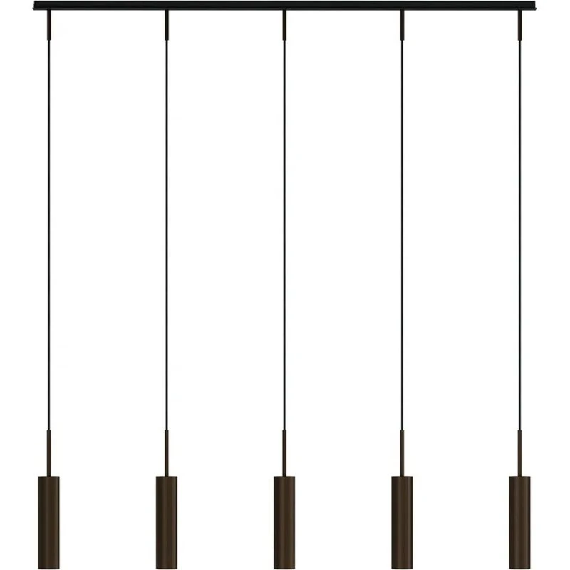 Audo Copenhagen Lámpara colgante Tubulaire Rail, 5 luces, Bronce