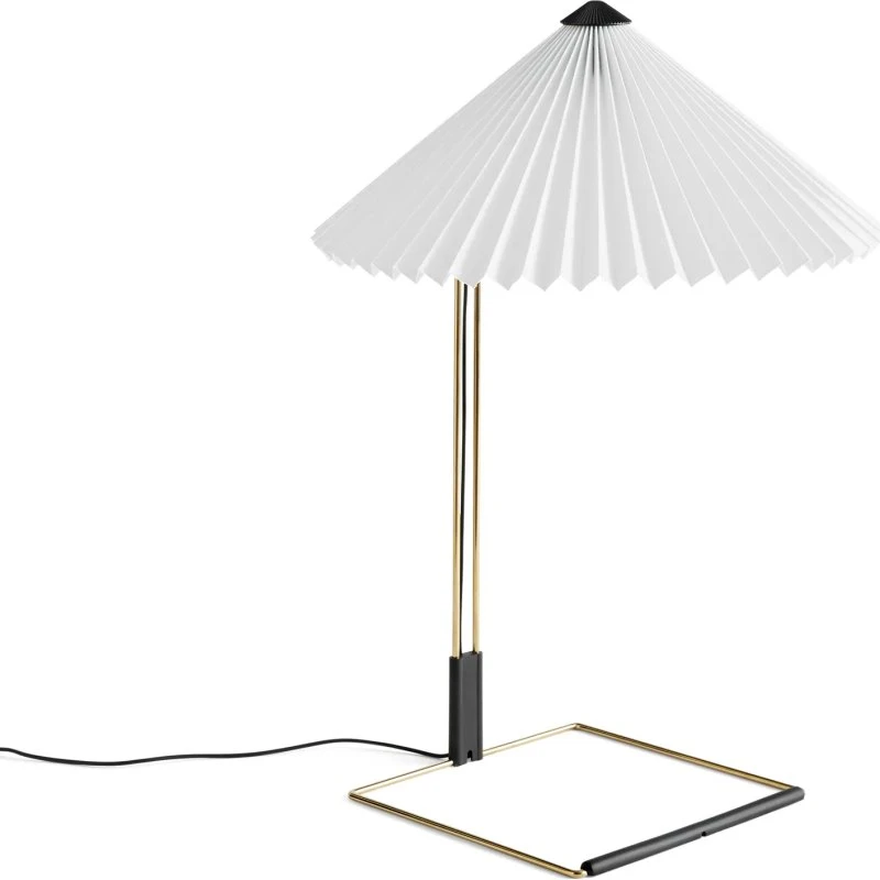 HAY Matin 380 Lámpara de mesa LED con pantalla plisada, blanca