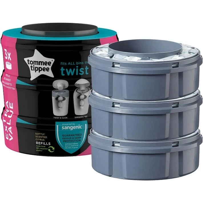 Tommee Tippee Tec Twist & Click - Pack de 3 Recambios Sangenic