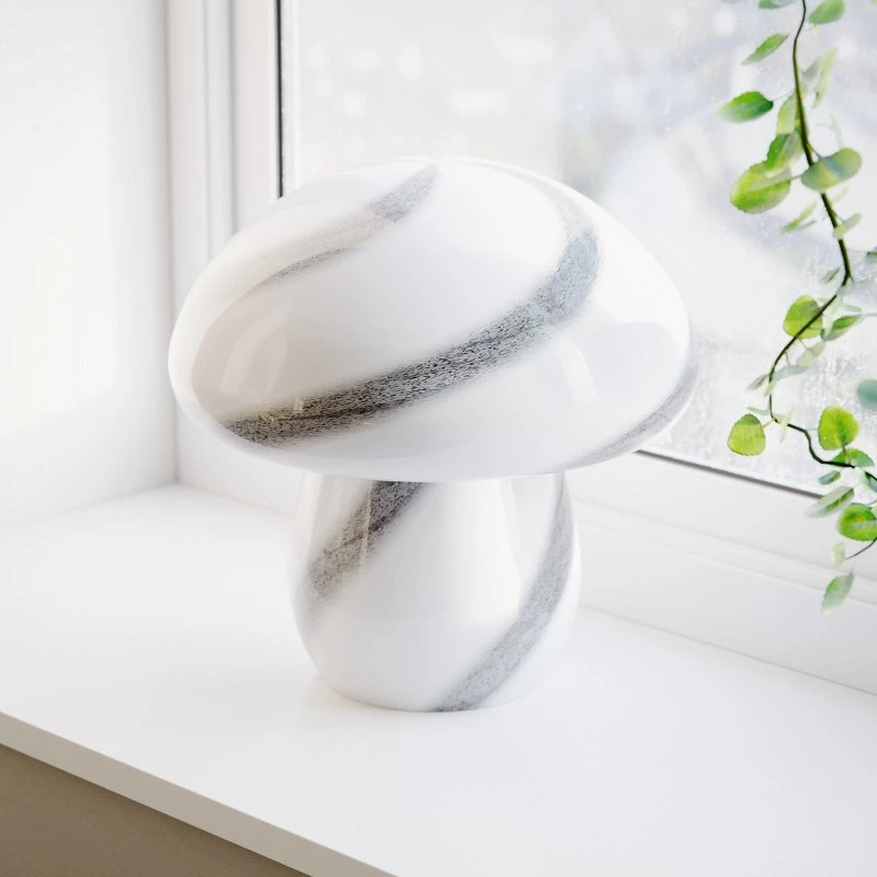 By Rydéns Lámpara de Mesa Mira Mushroom H30 Blanco/Negro