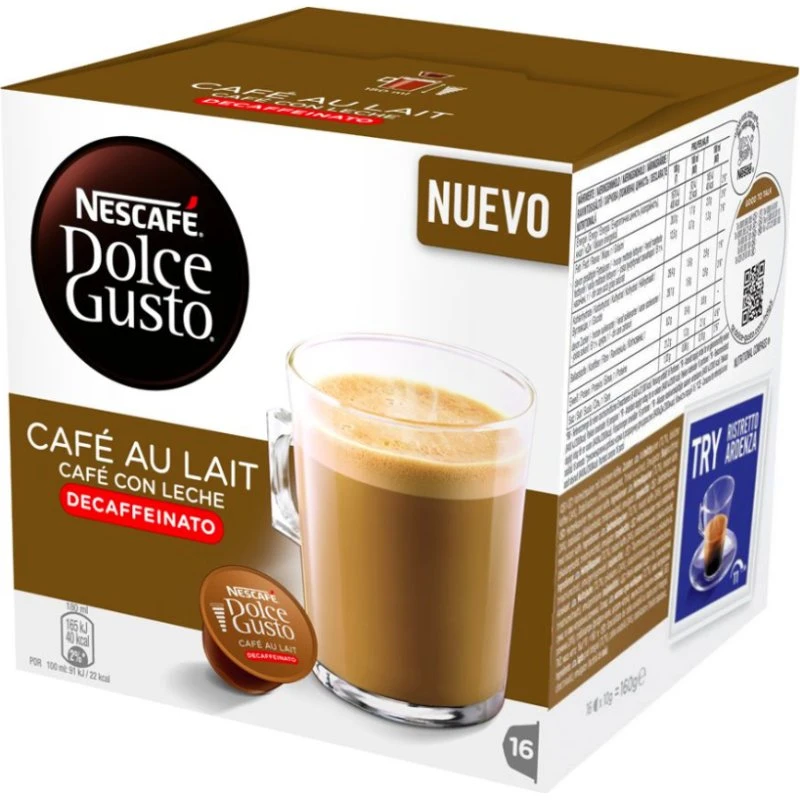 Nescafé Café con Leche Descafeinado para Dolce Gusto, 16 Cápsulas