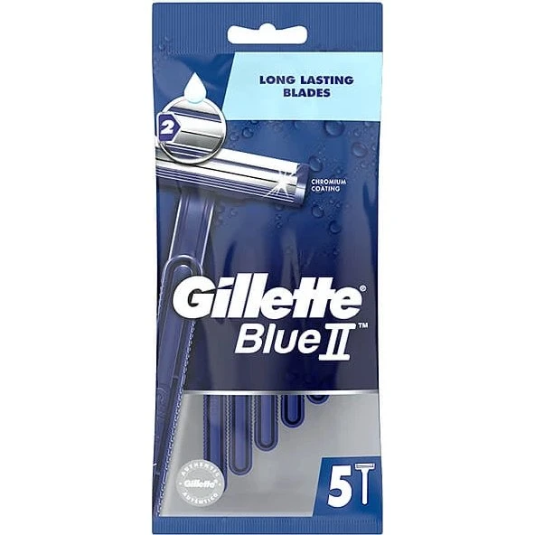 Gillette Blue II Maquinillas de Afeitar Desechables, 5 Unidades