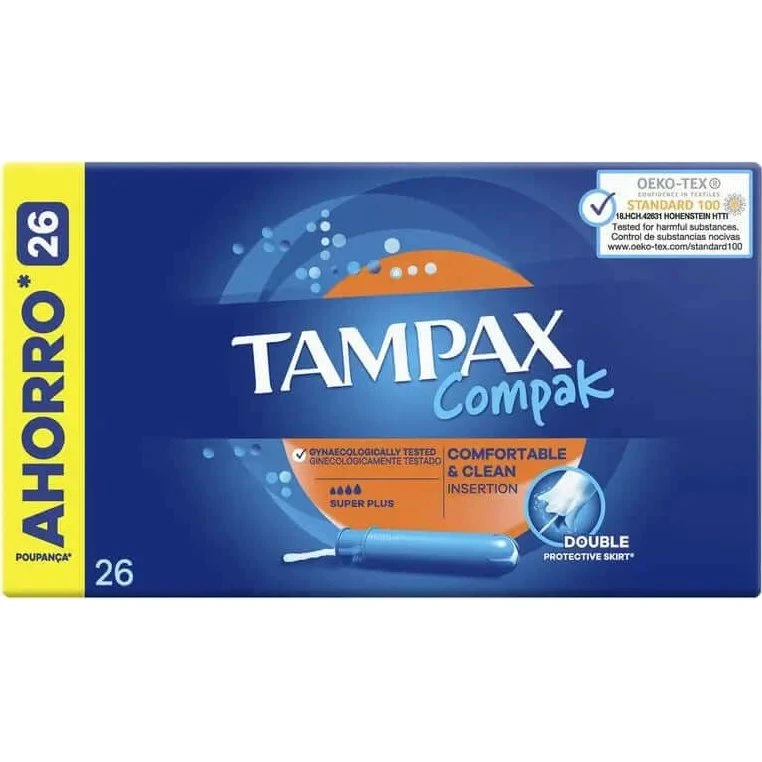 Tampax Compak Super Plus Tampones con Aplicador, 26 unidades