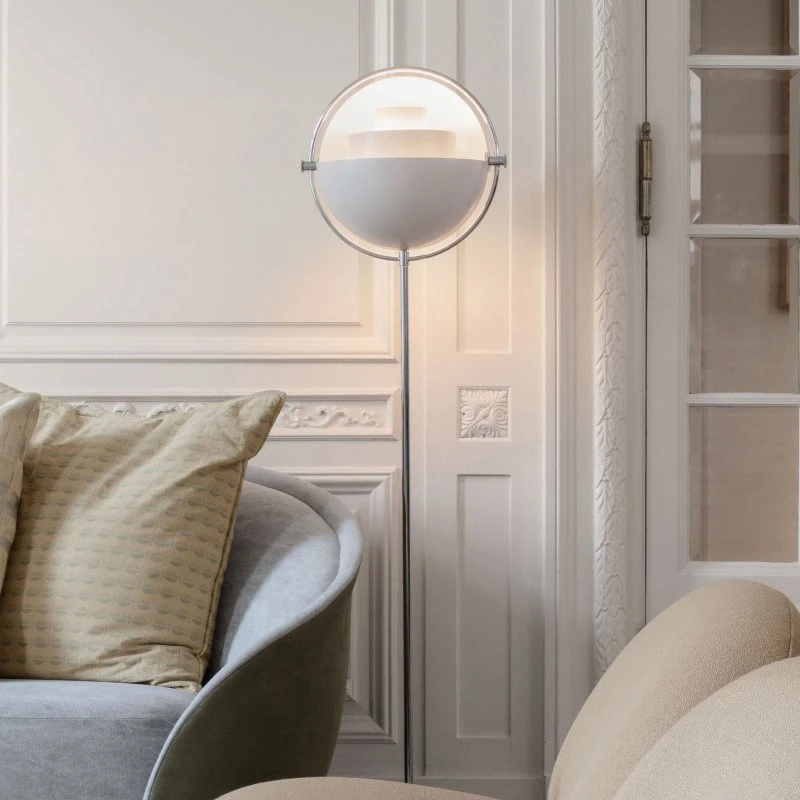 Gubi Lite Lámpara de Pie Multi-Lite Cromo y Blanco (148 cm)