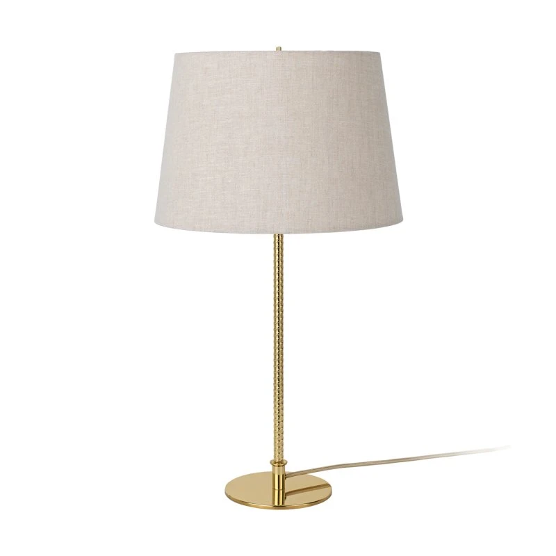 Gubi Lámpara de mesa 9205, latón y pantalla de lona, 58 cm