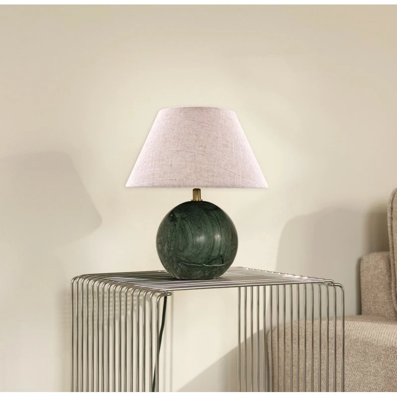 Globen Lighting Lámpara de mesa Castello, mármol verde y lino beige