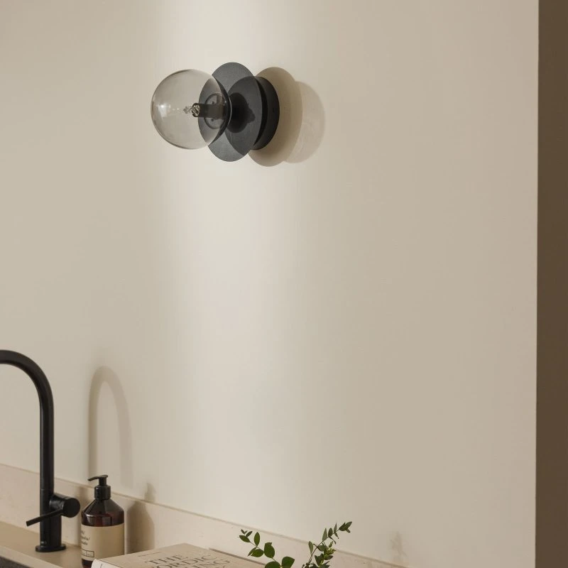 Globen Lighting Aplique de Pared Art Deco Negro y Gris Ø 16 cm