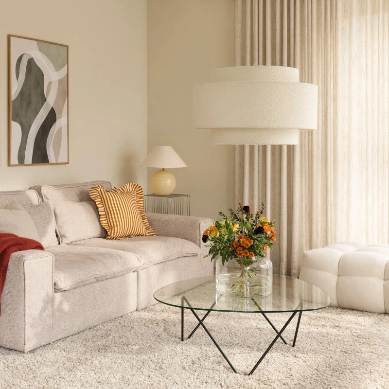 Globen Lighting Lámpara Colgante Noah Bouclé Blanca Ø 70 cm