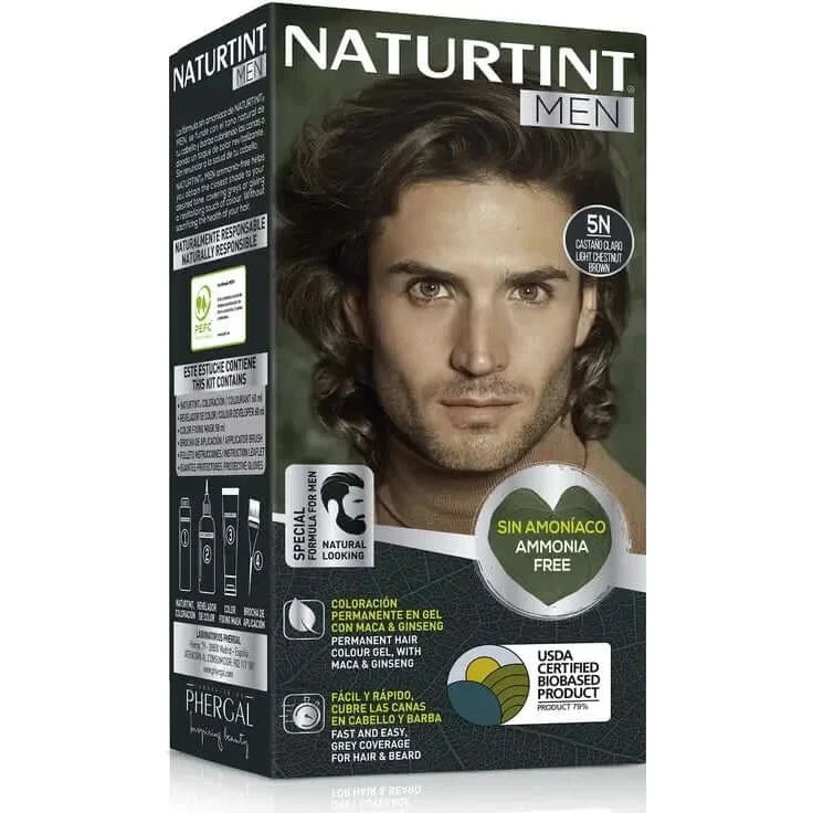 Naturtint Men Tinte Cabello y Barba Sin Amoníaco 5N Castaño Claro