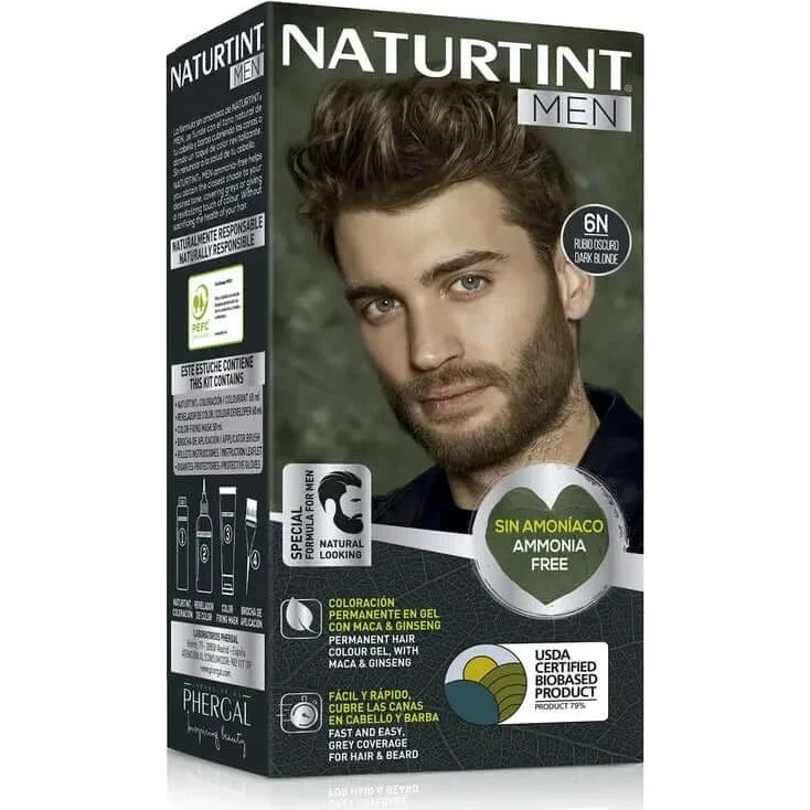 Naturtint Men Tinte Permanente Cabello y Barba 6N Rubio Oscuro