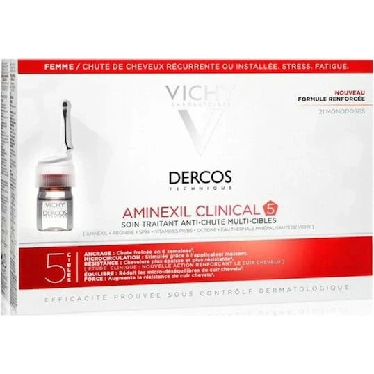Vichy Dercos Aminexil Clinical 5 Tratamiento Anticaída Mujer 21x6ml