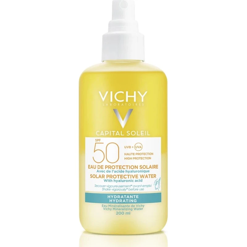 Vichy Capital Soleil Agua Solar Hydra SPF50+ con Ácido Hialurónico, 200ml