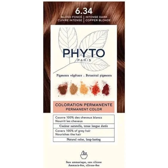 Phyto Coloración 6.34 Rubio Oscuro Cobrizo - Kit Permanente 110 ml