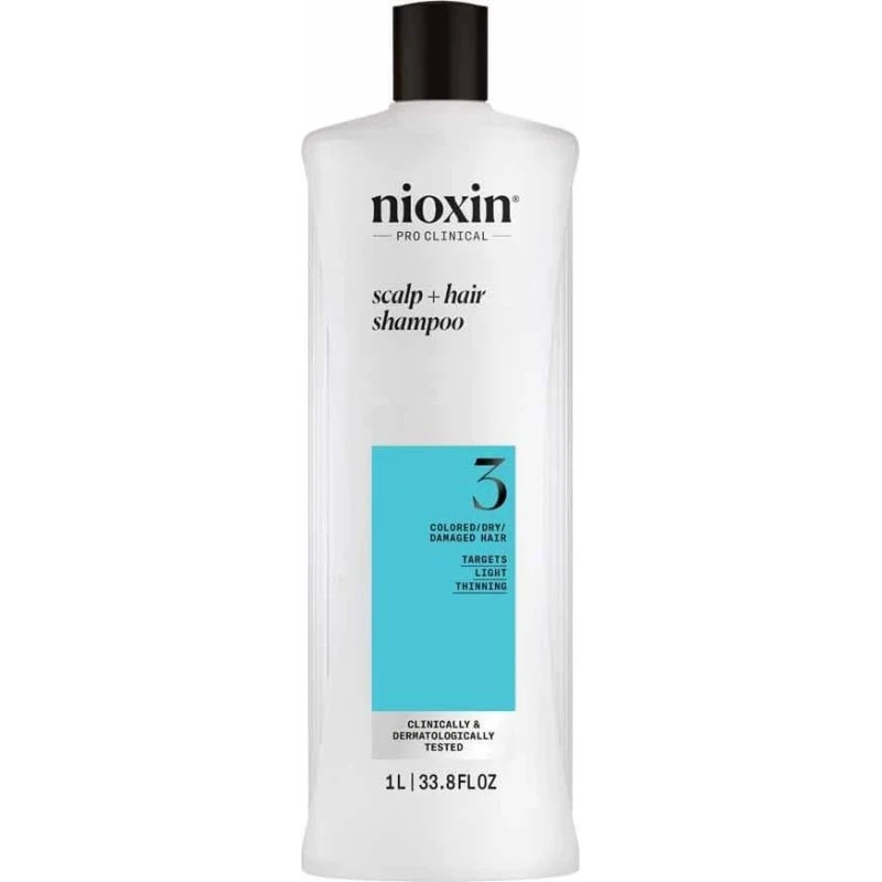 Nioxin System 3 Champú para Cabello Teñido, Seco y Dañado 1L
