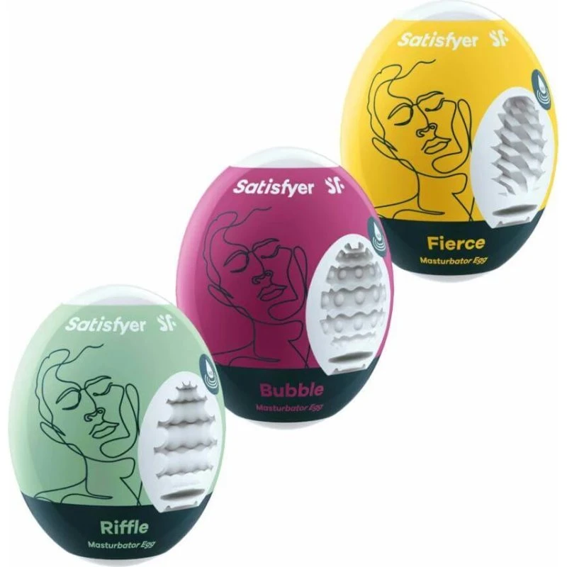 Satisfyer Pack de 3 Huevos Masturbadores Riffle, Bubble y Fierce