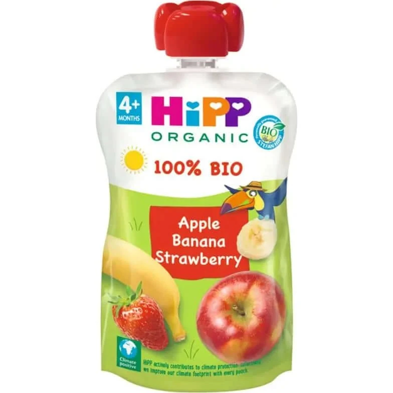 HiPP Bio Puré de Fresa, Manzana y Plátano 100g