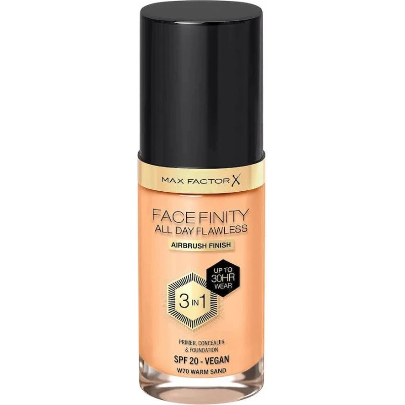 Max Factor Facefinity All Day Flawless 3 en 1 Base de Maquillaje W70 Warm Sand