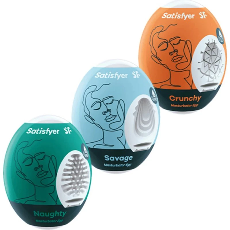 Satisfyer Set de 3 Huevos Masturbadores Naughty, Savage y Crunchy