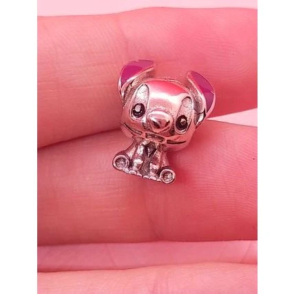 Pandora Charm Lilo y Stitch 925 Plata Morado Negro