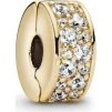 Pandora Clip Pavé Transparente Oro 14K