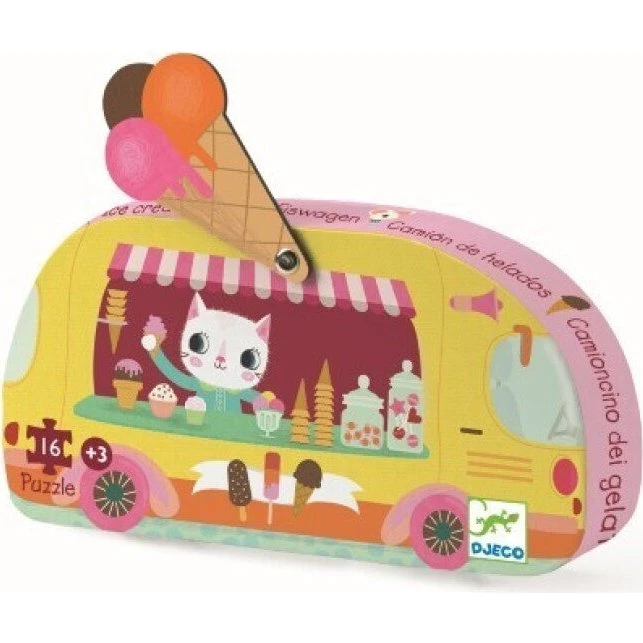 Djeco Puzzle Silueta Camión de Helados 16 pzs