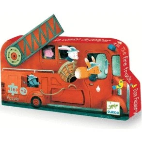 Djeco Puzzle Silueta Camión de Bomberos 16 pzs
