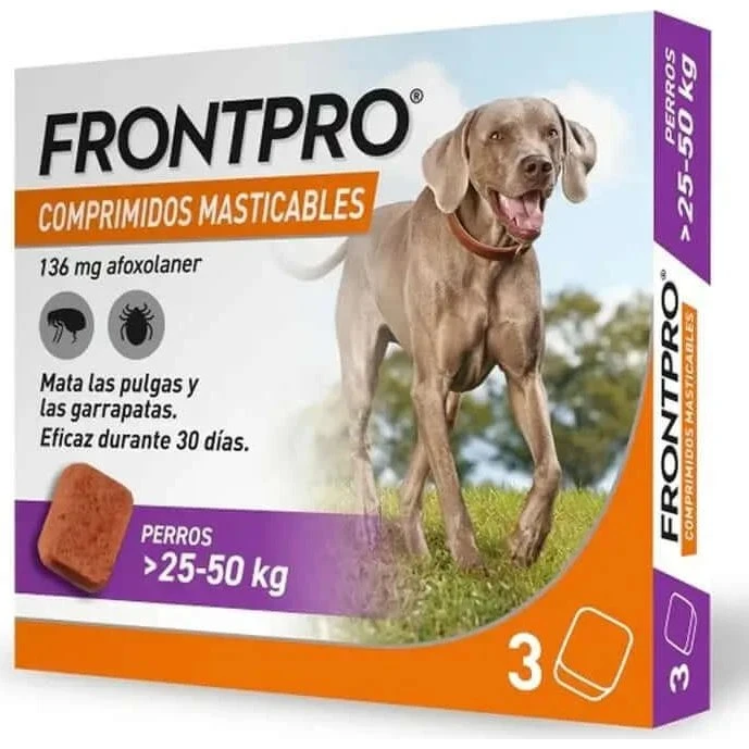 Frontpro Antiparasitario Masticable para Perros 25-50 Kg (3 Comprimidos)