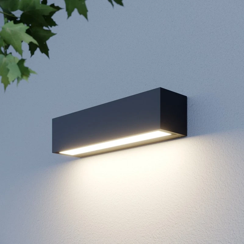 Lucande Aplique de Pared LED Lengo, 25 cm, Antracita, Luz hacia abajo