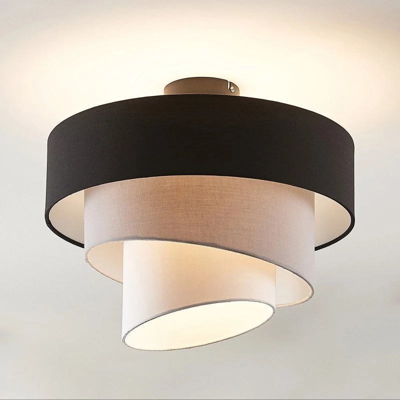 Lindby Lámpara de Techo Coria, Negro/Gris/Blanco, Ø 40 cm, E27