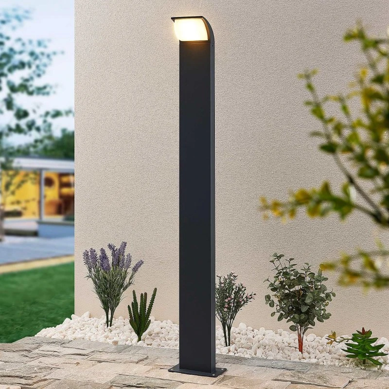 Lucande Lámpara LED Tinna H100 Antracita - Bolardo de Jardín
