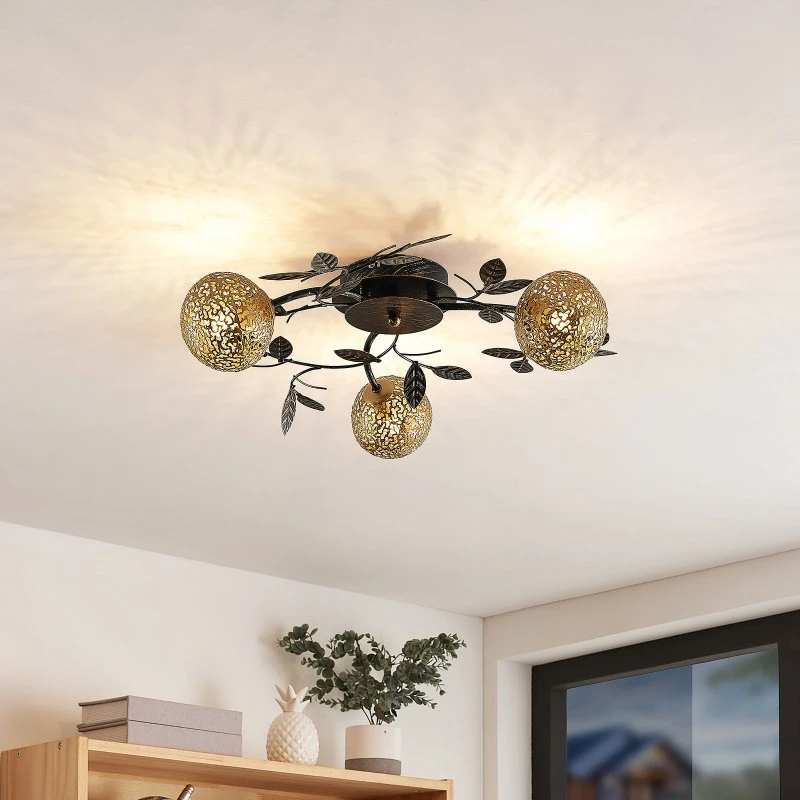 Lucande Lámpara de Techo Evory Gold - Diseño Floral con Filigrana