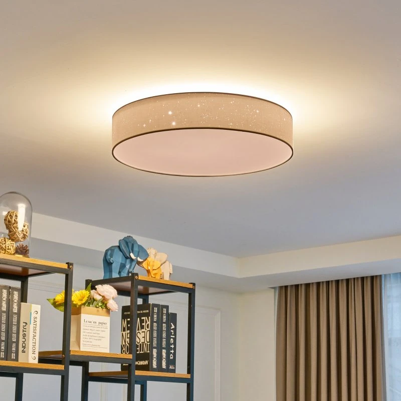 Lámpara LED de techo Lindby Ellamina, Ø 60 cm, blanca, textil