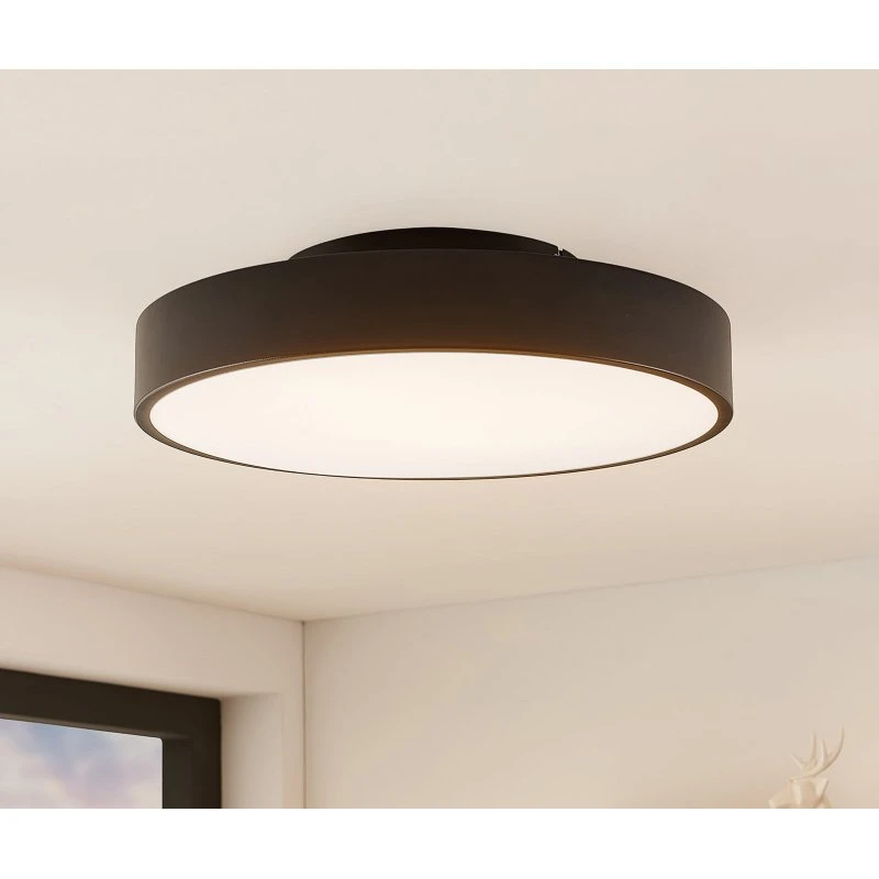 Plafón LED Milada Black Lindby - Negro con Control Remoto