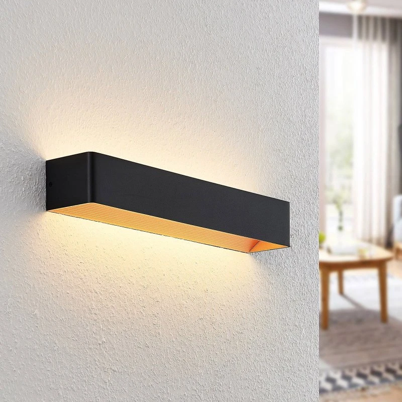 Arcchio Aplique de pared LED Karam W53 Negro/Dorado