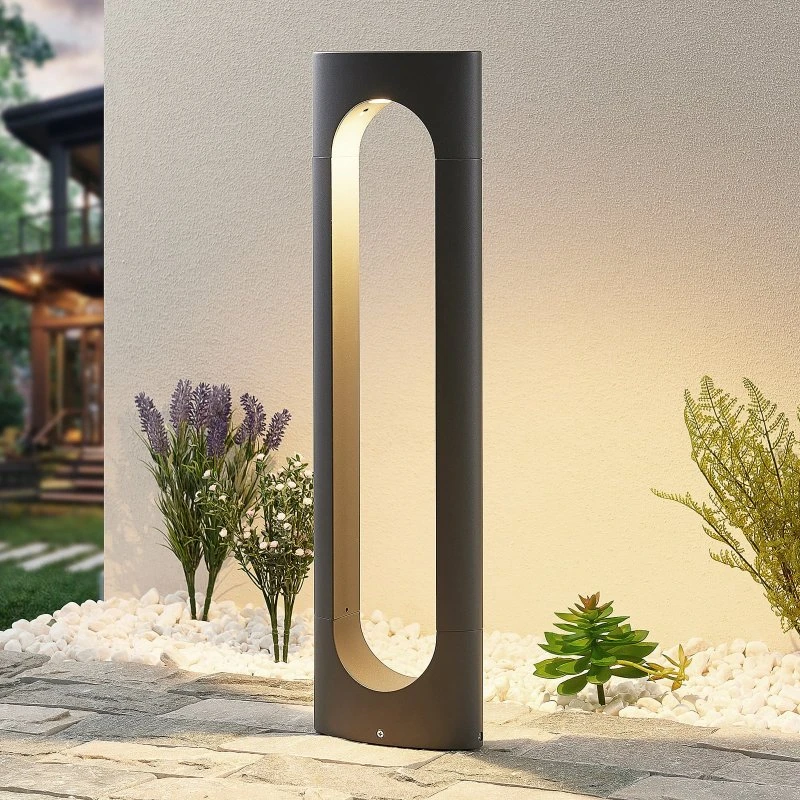 Lucande Fenti Lámpara de Jardín LED Bolardo Gris Oscuro 65 cm
