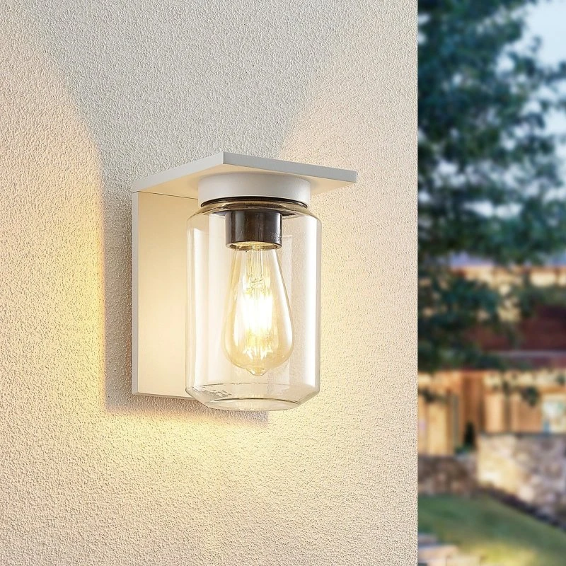 Lucande Semka Aplique de Pared Exterior Blanco de Aluminio y Cristal
