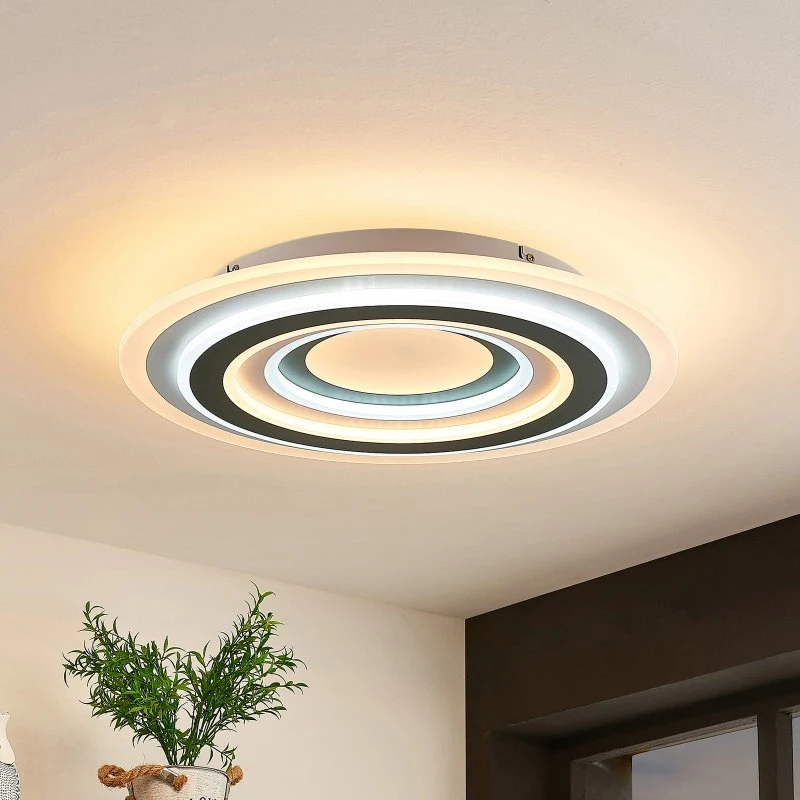 Lindby Plafón LED Jazmina 50 cm - Anthracite/White con Control Remoto