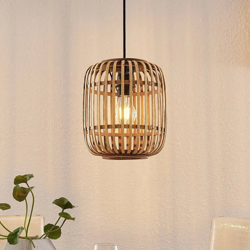 Lámpara Colgante Lindby Canyana de Ratán Natural, Ø 22 cm