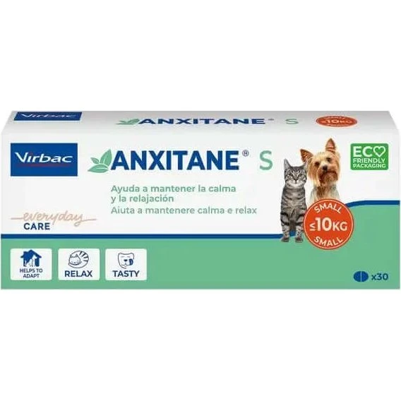Virbac Anxitane S - 30 Comprimidos Relajantes para Perros y Gatos