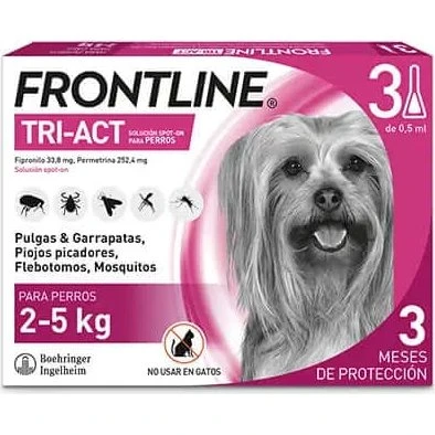 Frontline Tri-Act Pipetas para Perros (2-5 kg) - Caja de 3 Unidades
