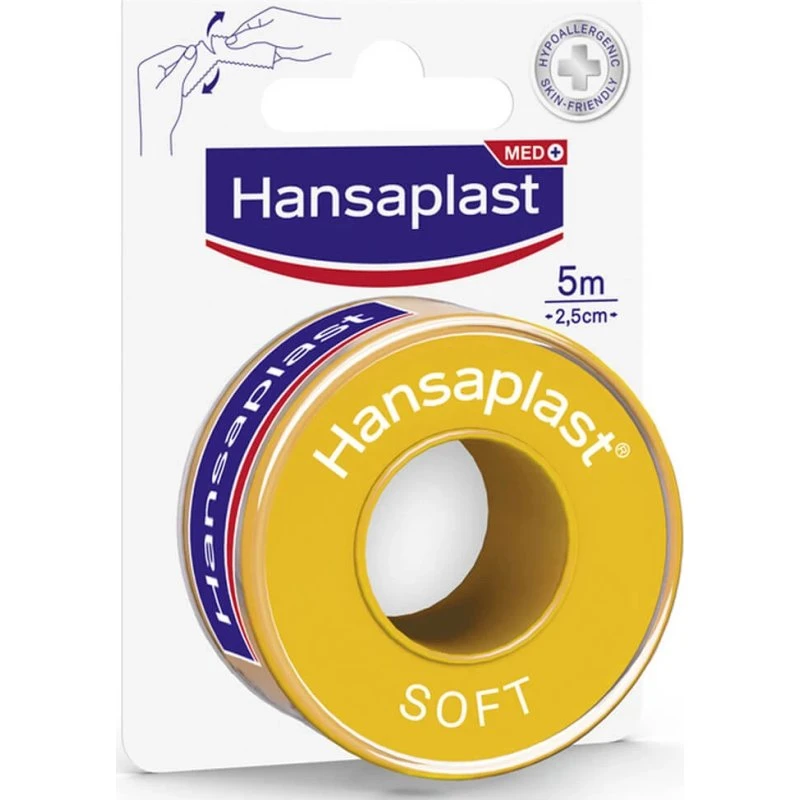 Hansaplast Cinta de Fijación Soft 5m x 2,5cm para Piel Sensible