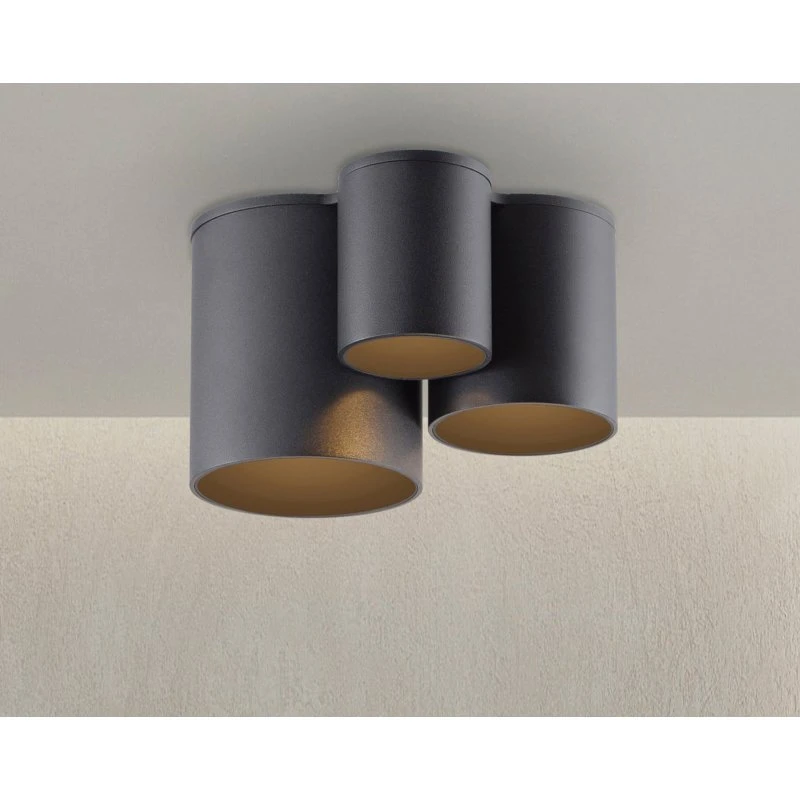 Lámpara de techo LED PURE Point negra, 18 cm, 3 luces, IP44
