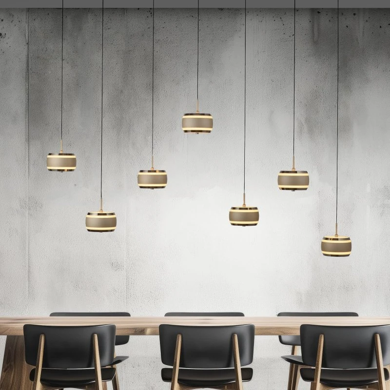 Lámpara colgante LED PURE Falling Rings, Bronce, 132 cm, 7 luces